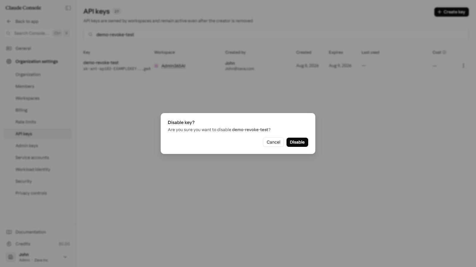 Disable key confirmation dialog